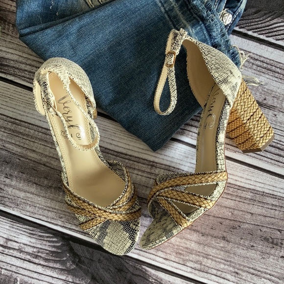 Very G Heels, Slither Raffia Sandals - Picture 1 of 5